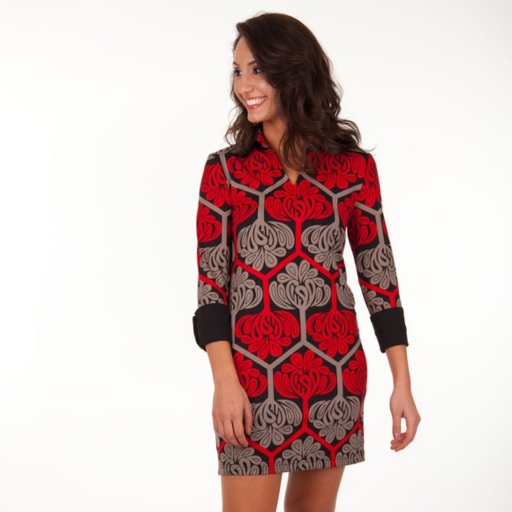 *** 5 for $25 *** Lana Dress in Crimson & Gray